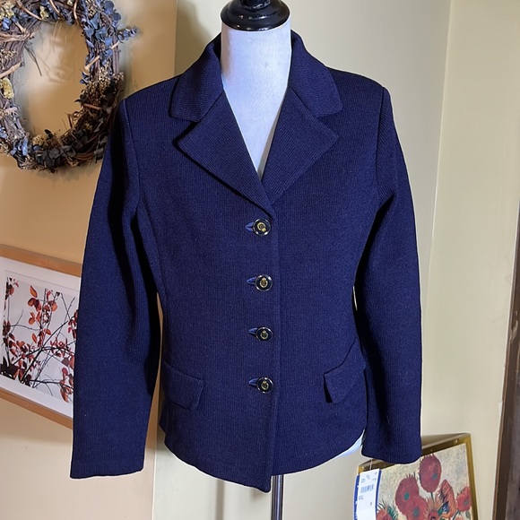 AUSTIN REED Size 8 Santana Knit FeelCareer Navy Blue Military Naval $189 NEW
